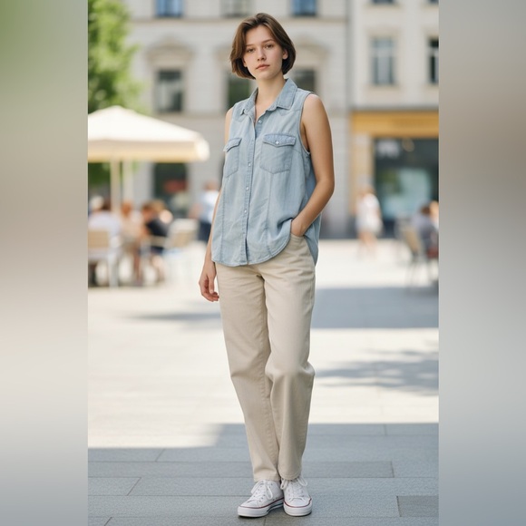 Faded Glory Tops - (FADED GLORY) collared button down top